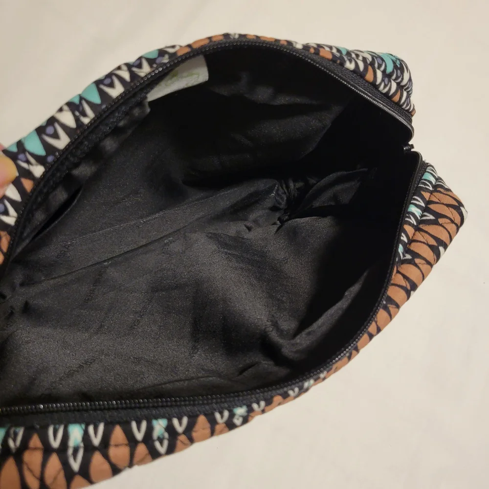 Vera Bradley Teal and Brown Cosmetic Bag